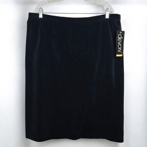 Vintage NWT Devon Velvet Pencil Skirt Woman Size 18 Black Knee Length USA Made